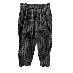 Madewell Petite Corduroy Pull‑On Tapered Pants Dark Green Plaid SP Fall Gorpcore